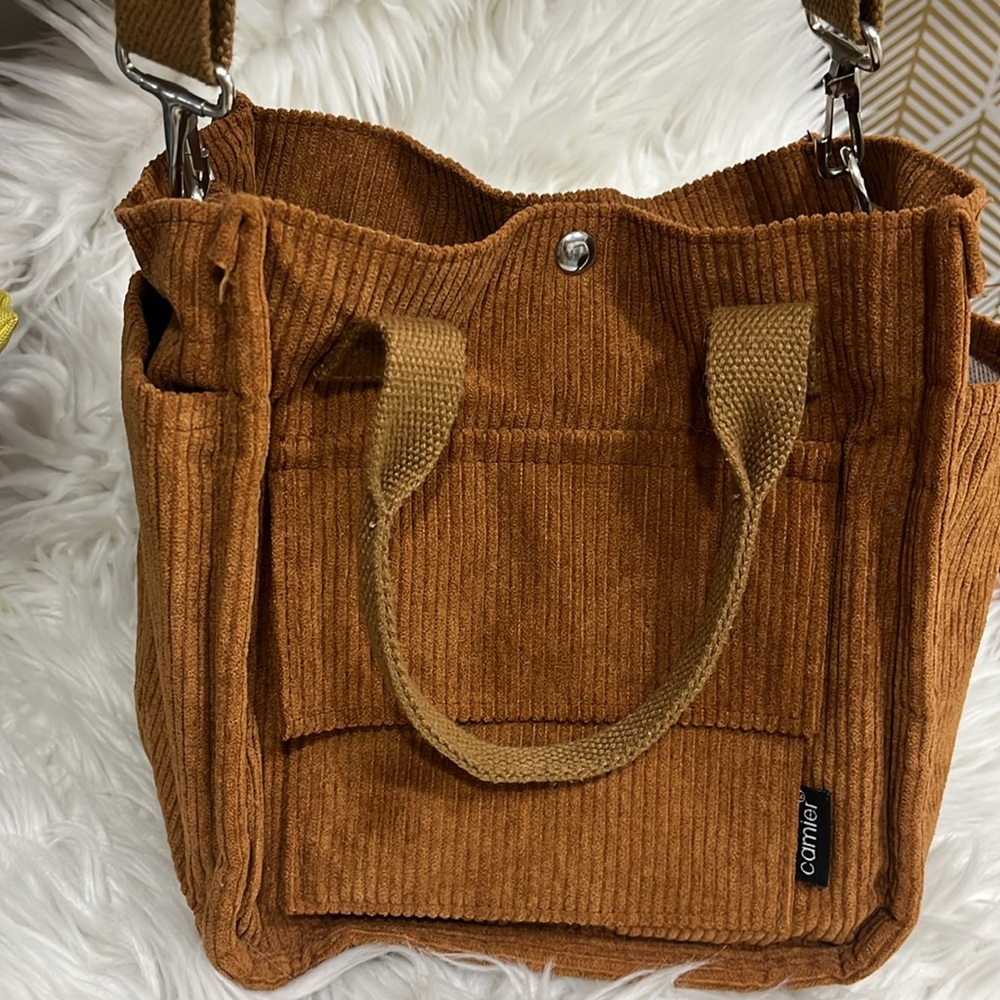 Tan Corduroy Tote Bag - Picture 3 of 5
